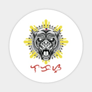 Tribal line Art Tiger / Philippine Flag Sun / Baybayin word Lakas (Strength) Magnet